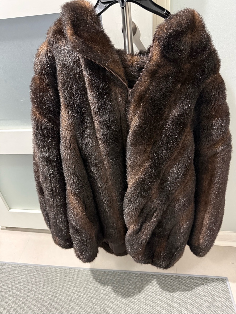 Gallery Brown Faux Mink Jacket with Hood